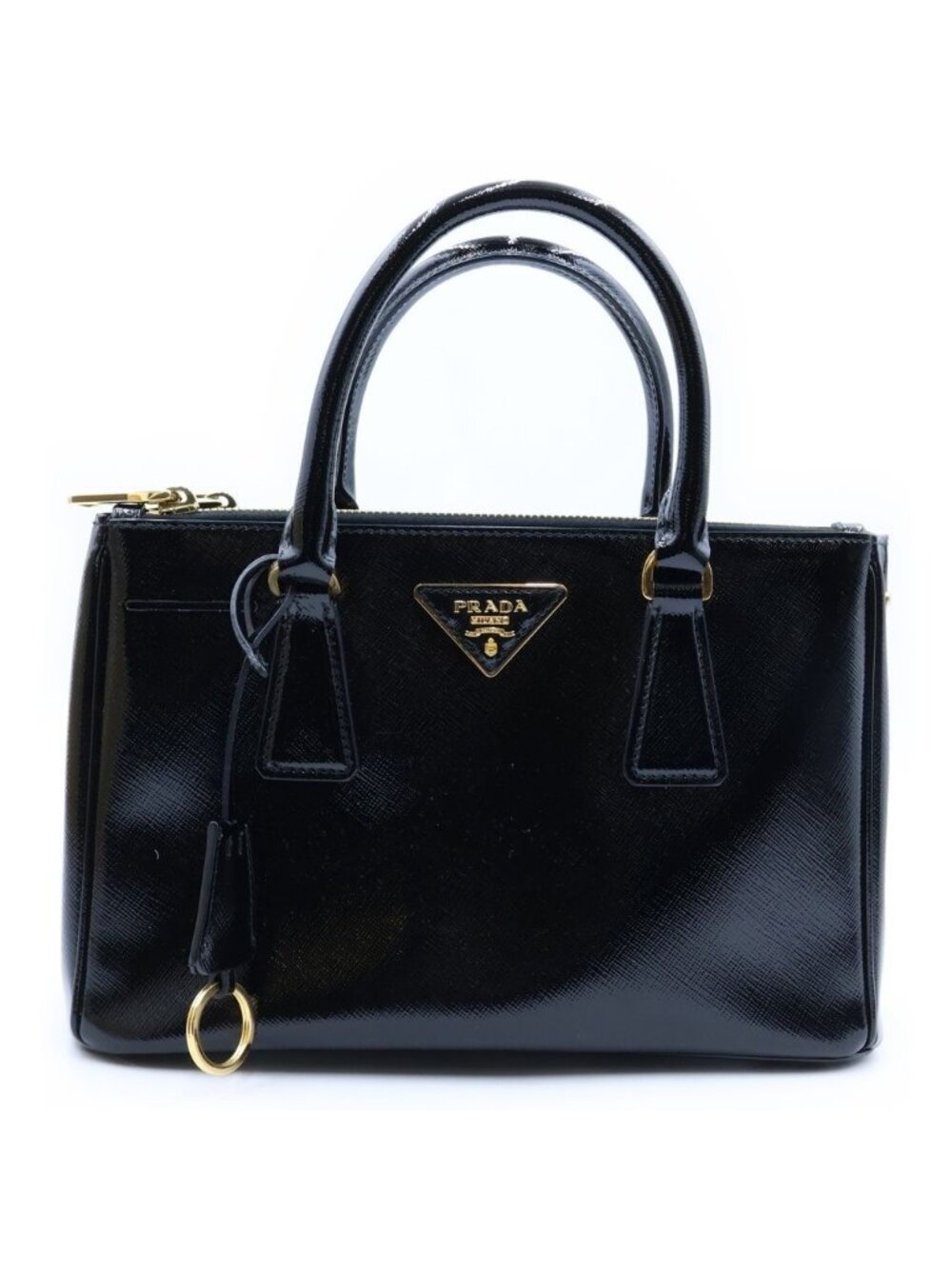 Prada Galleria Mini 2-Way Shoulder Bag Black Patent